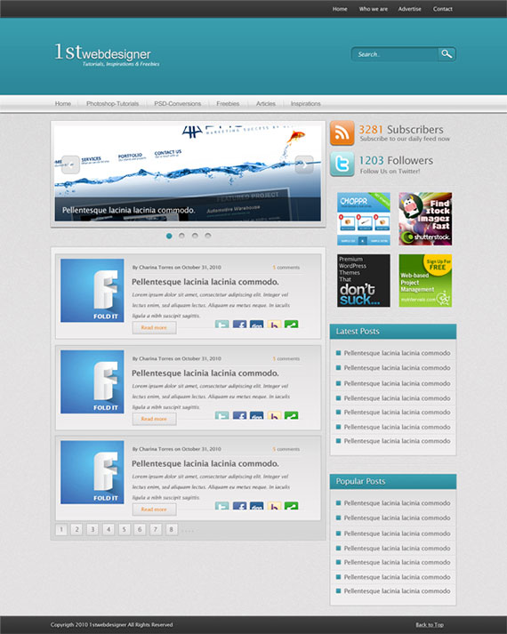 Blue wordpress layout