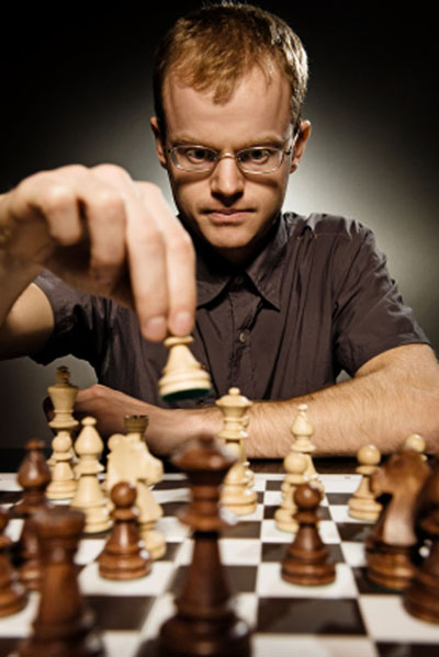 Chess master making smart move