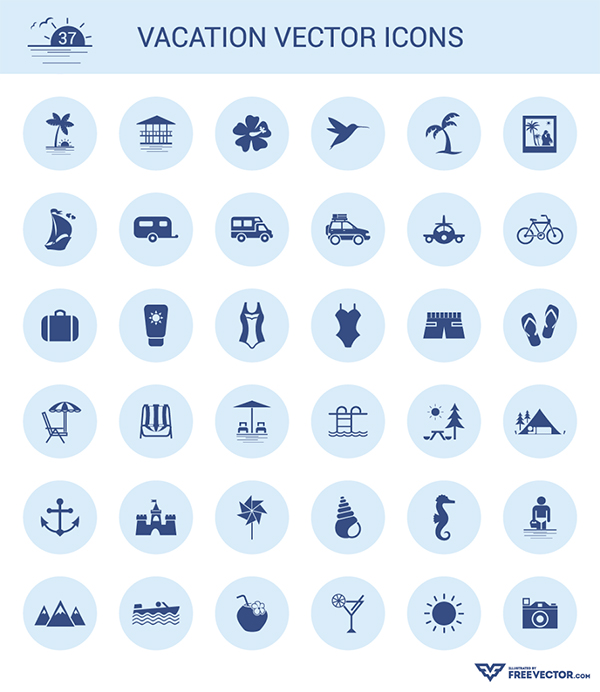 37 Free Vector Vacation Icons | Orphicpixel